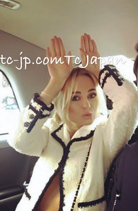 CHANEL 06PF Black Ivory Trim Boucle Wool Tweed Jacket Skirt Suit 38 シャネル ブラック アイボリー トリミング ブークレ ウール ツイード ジャケット スカート スーツ 即発