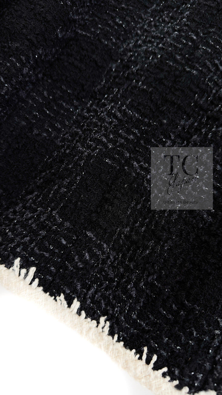 CHANEL 06PF Black Ivory Trim Boucle Wool Tweed Jacket Skirt Suit 38 シャネル ブラック アイボリー トリミング ブークレ ウール ツイード ジャケット スカート スーツ 即発