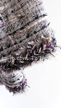 CHANEL 08S Gray Purple Braid Trim Lesage Tweed Jacket 38 シャネル グレー パープル ブレイド トリム CC握手ボタン ルサージュ ツイード ジャケット 即発