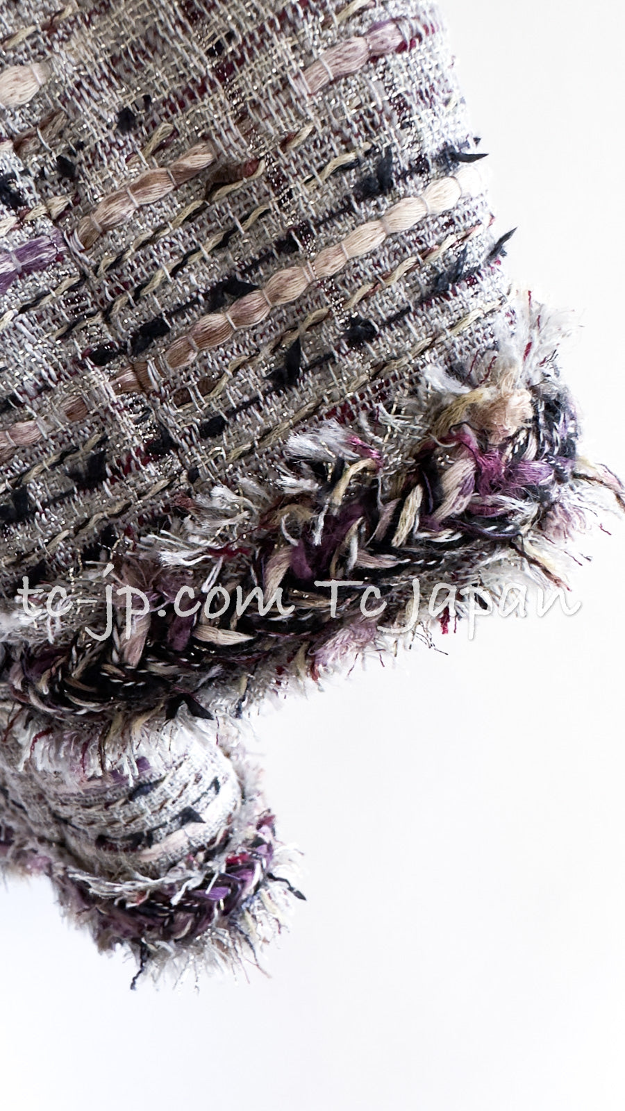 CHANEL 08S Gray Purple Braid Trim Lesage Tweed Jacket 38 シャネル グレー パープル ブレイド トリム CC握手ボタン ルサージュ ツイード ジャケット 即発