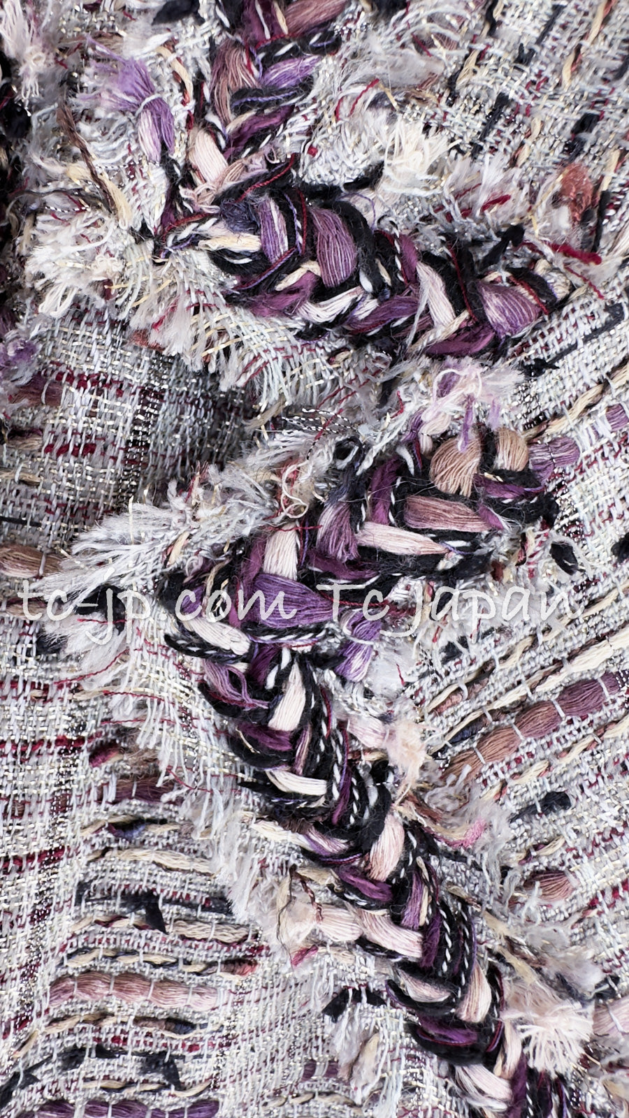 CHANEL 08S Gray Purple Braid Trim Lesage Tweed Jacket 38 シャネル グレー パープル ブレイド トリム CC握手ボタン ルサージュ ツイード ジャケット 即発