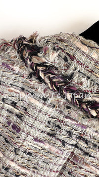 CHANEL 08S Gray Purple Braid Trim Lesage Tweed Jacket 38 シャネル グレー パープル ブレイド トリム CC握手ボタン ルサージュ ツイード ジャケット 即発