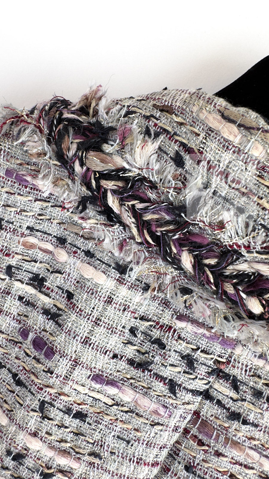 CHANEL 08S Gray Purple Braid Trim Lesage Tweed Jacket 38 シャネル グレー パープル ブレイド トリム CC握手ボタン ルサージュ ツイード ジャケット 即発