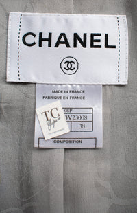 CHANEL 08S Gray Purple Braid Trim Lesage Tweed Jacket 38 シャネル グレー パープル ブレイド トリム CC握手ボタン ルサージュ ツイード ジャケット 即発