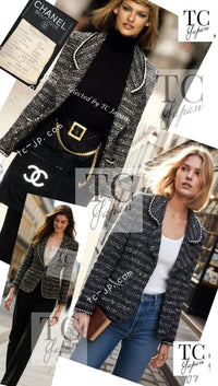 CHANEL 94A Vintage Black Mix Wool Tweed Jacket 36 38 シャネル ヴィンテージ スーパーモデルのブラック系 ウール ツイード ジャケット 即発