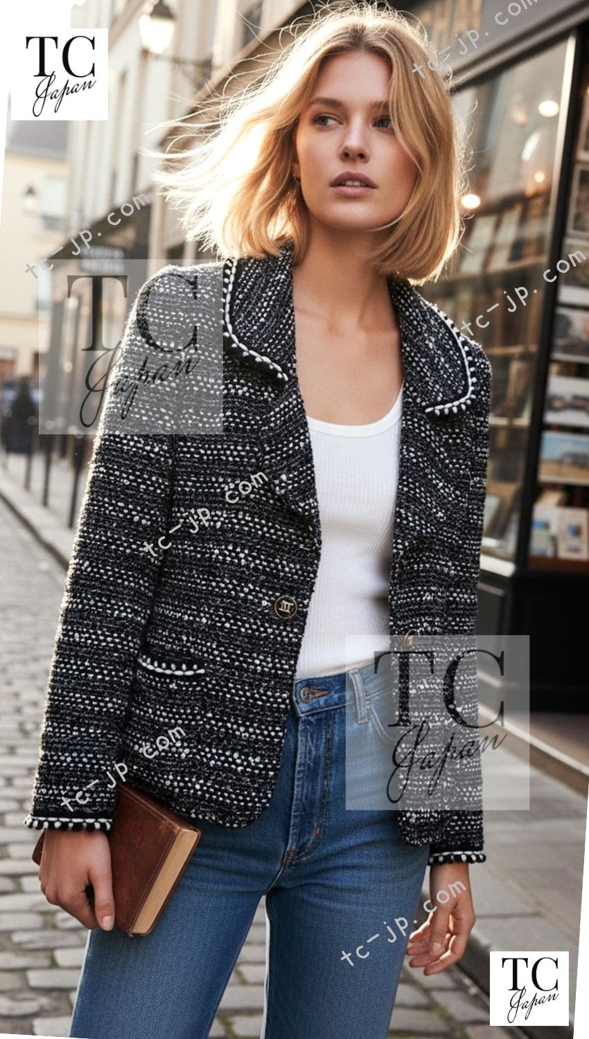 CHANEL 94A Vintage Black Mix Wool Tweed Jacket 36 38 シャネル ヴィンテージ スーパーモデルのブラック系 ウール ツイード ジャケット 即発