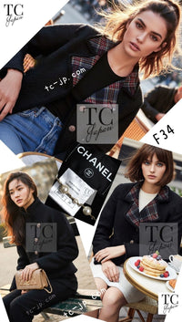 CHANEL 13PF Black Tartan Check Tweed Jacket 36 シャネル ブラック タータンチェック ツイード ジャケット 即発 - TC JAPAN