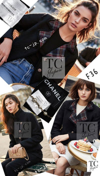 CHANEL 13PF Black Tartan Check Tweed Jacket 36 シャネル ブラック タータンチェック ツイード ジャケット 即発