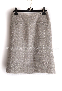 CHANEL 05S Metallic Beige Gold Tweed Jacket Skirt Suit 38 8