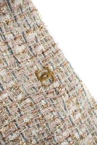 CHANEL 05S Metallic Beige Gold Tweed Jacket Skirt Suit 38 9