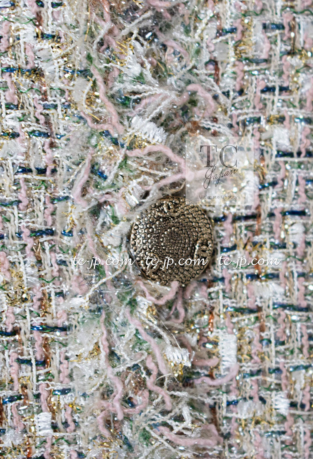 CHANEL 05S Metallic Beige Gold Tweed Jacket Skirt Suit 38 5