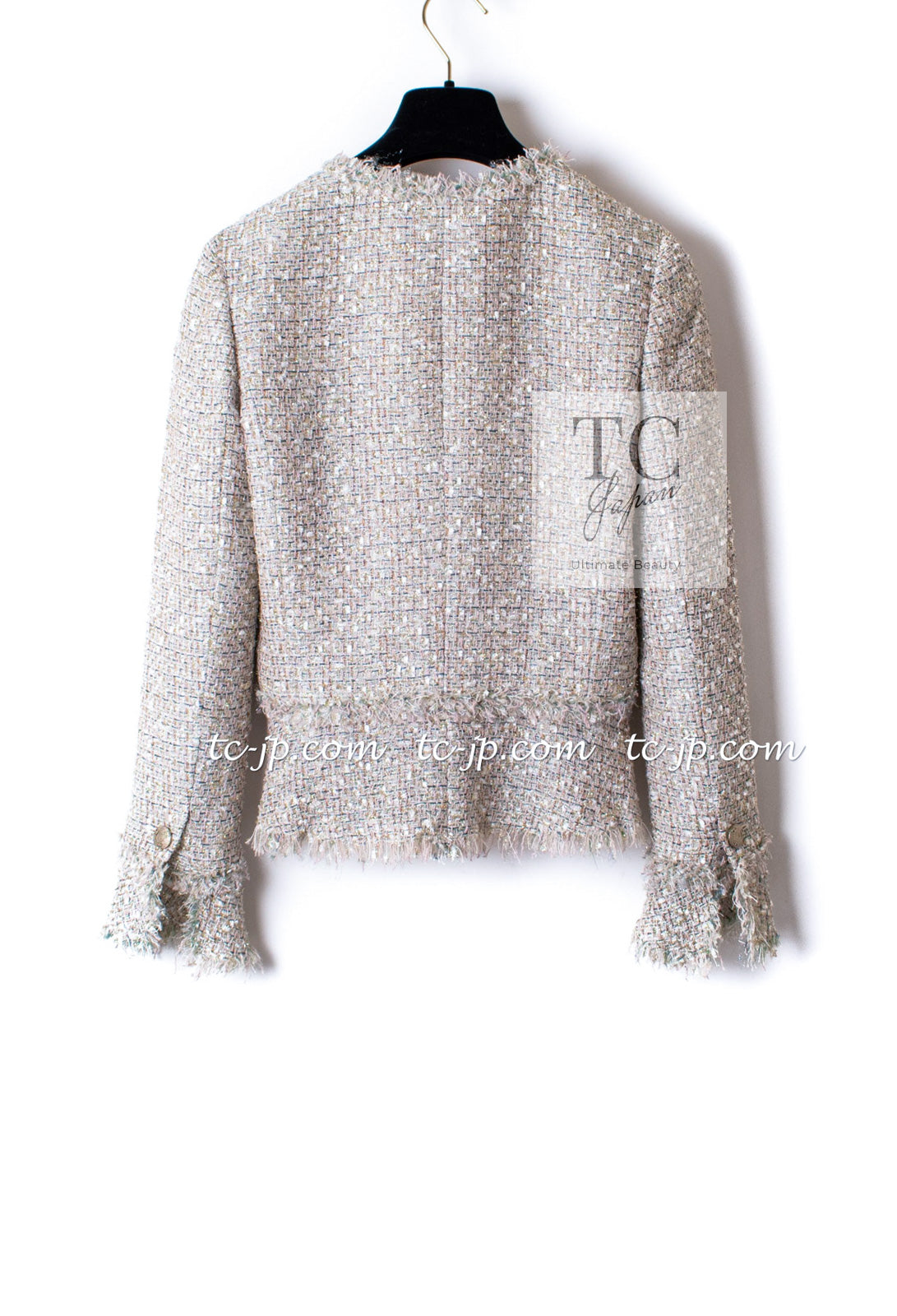 CHANEL 05S Metallic Beige Gold Tweed Jacket Skirt Suit 38 7