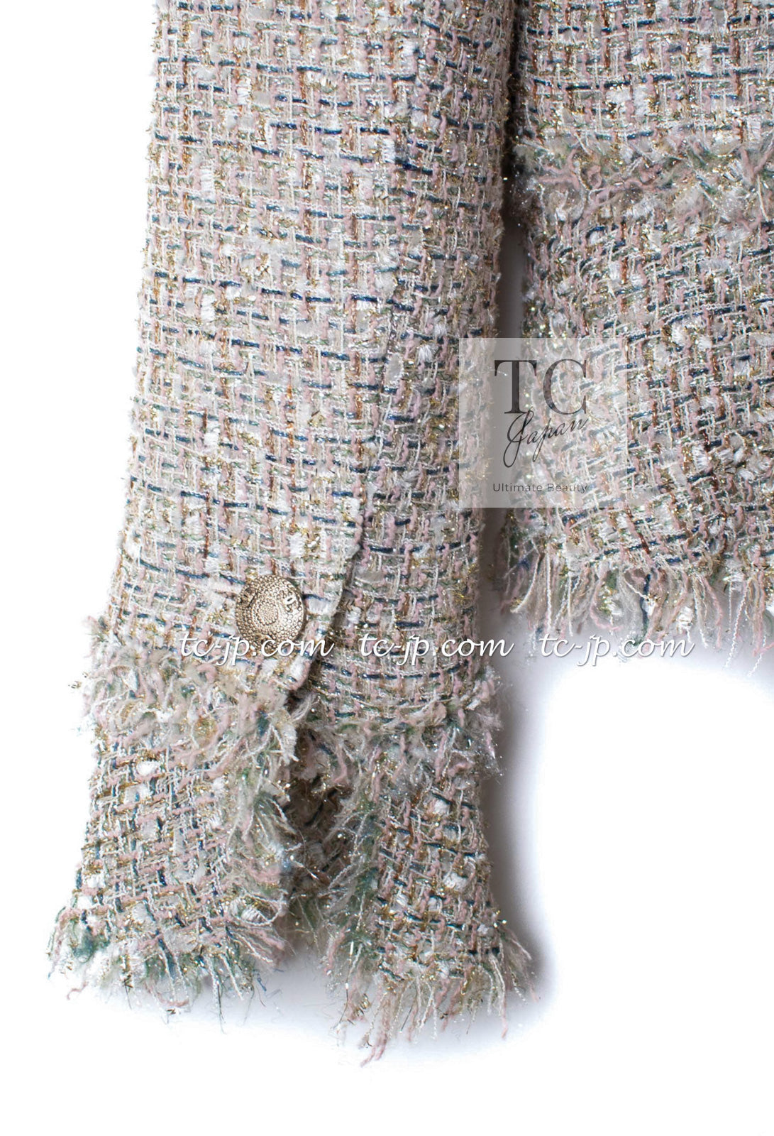 CHANEL 05S Metallic Beige Gold Tweed Jacket Skirt Suit 38 6