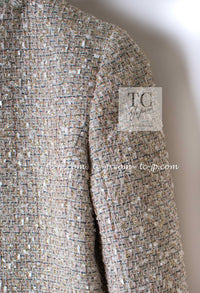 CHANEL 05S Metallic Beige Gold Tweed Jacket Skirt Suit 38 18