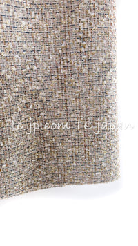 CHANEL 05S Beige Gold Silver Metallic Tweed Jacket Skirt Suit 44 46 シャネル ベージュ ゴールド メタリック ルサージュ ツイード ジャケット スカート スーツ 即発