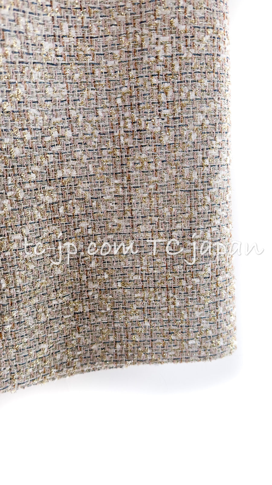 CHANEL 05S Beige Gold Silver Metallic Tweed Jacket Skirt Suit 44 46 シャネル ベージュ ゴールド メタリック ルサージュ ツイード ジャケット スカート スーツ 即発