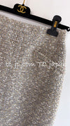 CHANEL 05S Beige Gold Silver Metallic Tweed Jacket Skirt Suit 40 42 シャネル ベージュ ゴールド メタリック ルサージュ ツイード ジャケット スカート スーツ 即発