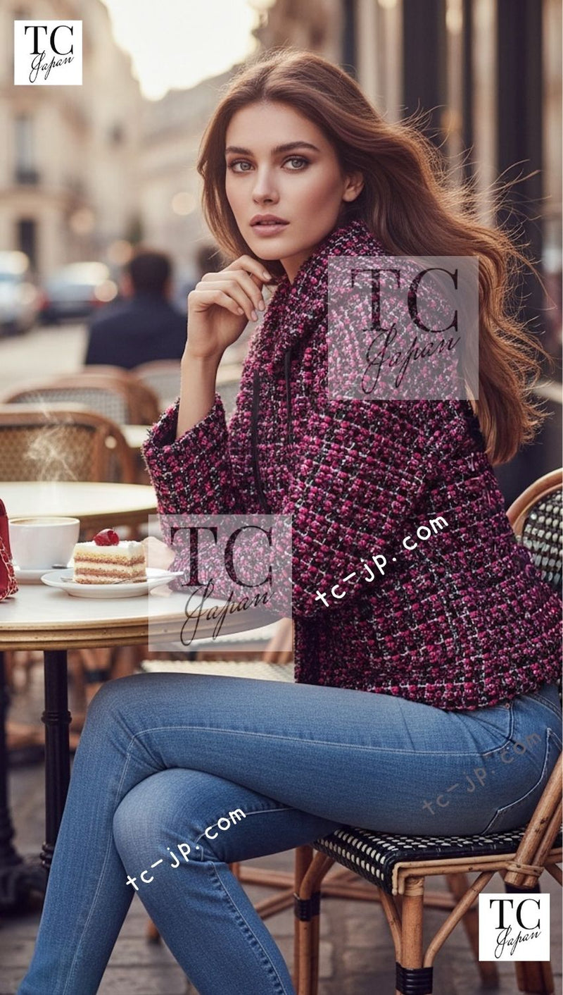 CHANEL 13A Lesage Pink Black Multi Jacket Coat 34 36 38 40 シャネル ルサージュ ピンク ブラック マルチカラー ツイード ジャケット コート 即発 - TC JAPAN