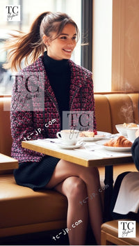 CHANEL 13A Lesage Pink Black Multi Jacket Coat 34 36 38 40 シャネル ルサージュ ピンク ブラック マルチカラー ツイード ジャケット コート 即発 - TC JAPAN