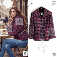 CHANEL 13A Lesage Pink Black Multi Jacket Coat 34 36 38 40 シャネル ルサージュ ピンク ブラック マルチカラー ツイード ジャケット コート 即発 - TC JAPAN
