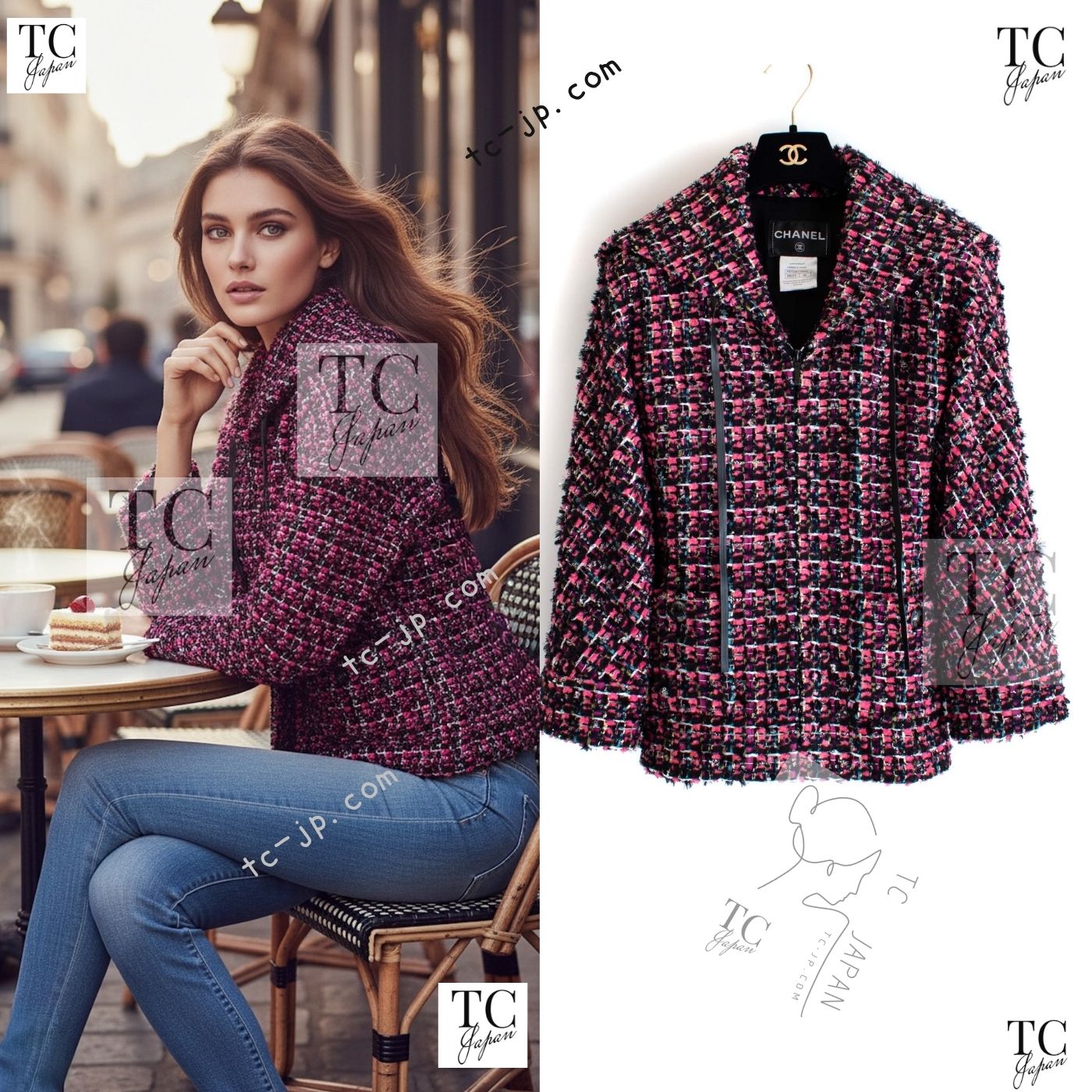 CHANEL 13A Lesage Pink Black Multi Jacket Coat 34 36 38 40 シャネル ルサージュ ピンク ブラック マルチカラー ツイード ジャケット コート 即発 - TC JAPAN