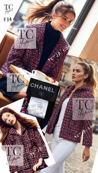 CHANEL 13A Lesage Pink Black Multi Jacket Coat 34 36 38 40 シャネル ルサージュ ピンク ブラック マルチカラー ツイード ジャケット コート 即発 - TC JAPAN