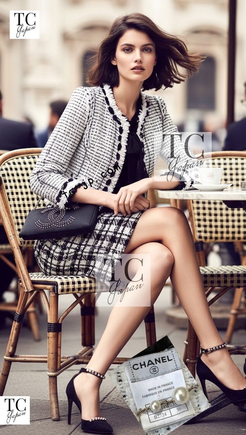 CHANEL 05S white black tweed skirt 1