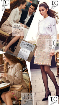 CHANEL 04A Beige Multi Color Lesage Skirt 38 シャネル ベージュ マルチカラー ルサージュ スカート 即発