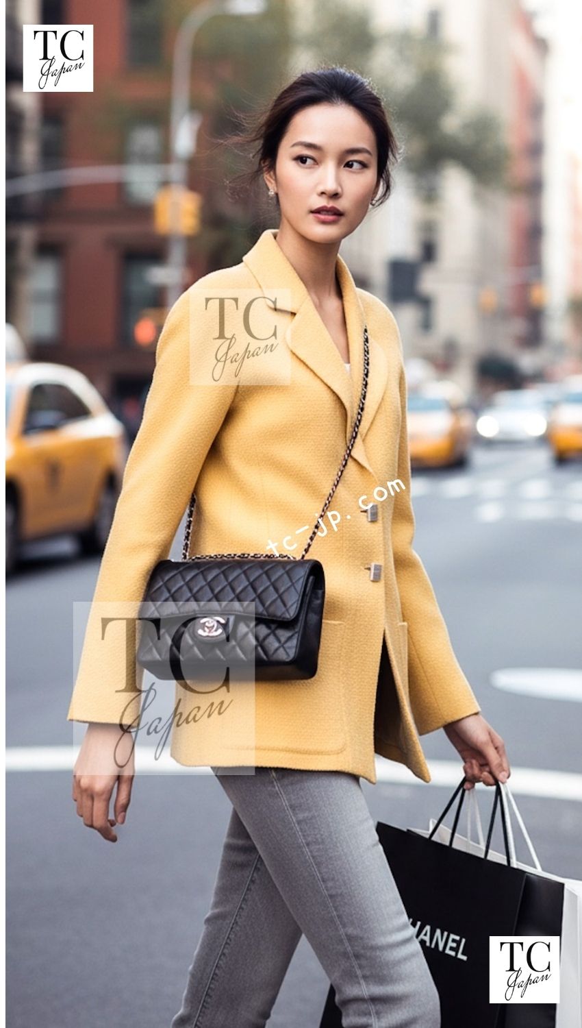 CHANEL 99C Soft Yellow CC Button Wool Tweed Jacket 38 40 シャネル ソフト イエロー CC ボタン ウール ツイード ジャケット 即発 - TC JAPAN