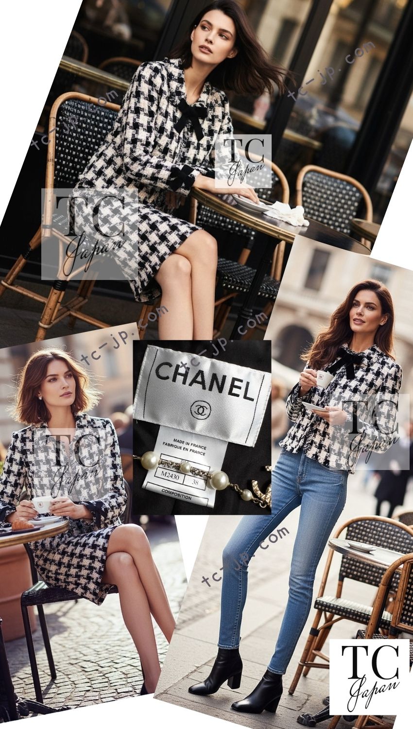 CHANEL 04PF Ivory Beige Bow Ribbon Jacket Skirt Suit 38 42 シャネル アイボリー ベージュ リボン ツイード ジャケット スカート スーツ 即発