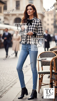 CHANEL 04PF Ivory Beige Bow Ribbon Jacket Skirt Suit 38 42 シャネル アイボリー ベージュ リボン ツイード ジャケット スカート スーツ 即発 - TC JAPAN