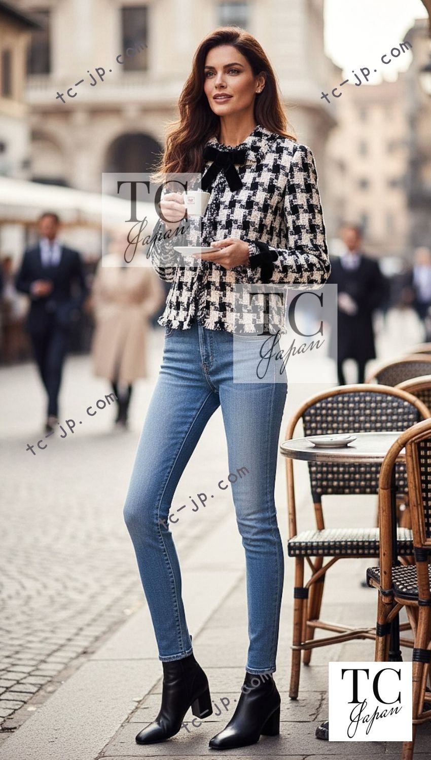 CHANEL 04PF Ivory Beige Bow Ribbon Jacket Skirt Suit 38 42 シャネル アイボリー ベージュ リボン ツイード ジャケット スカート スーツ 即発 - TC JAPAN