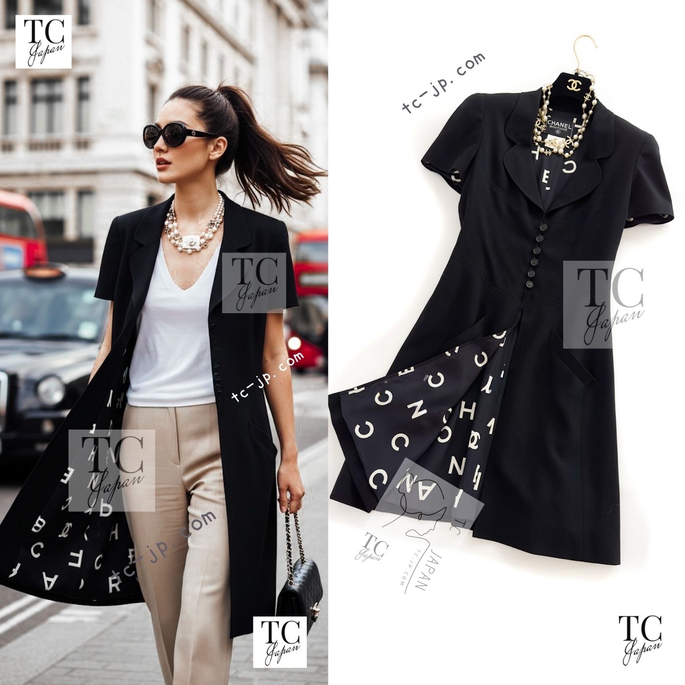 CHANEL 97S Vintage Black Silk CC Logo Jacket Coat 36 シャネル ヴィンテージ ブラック シルク CCロゴ ジャケット コート