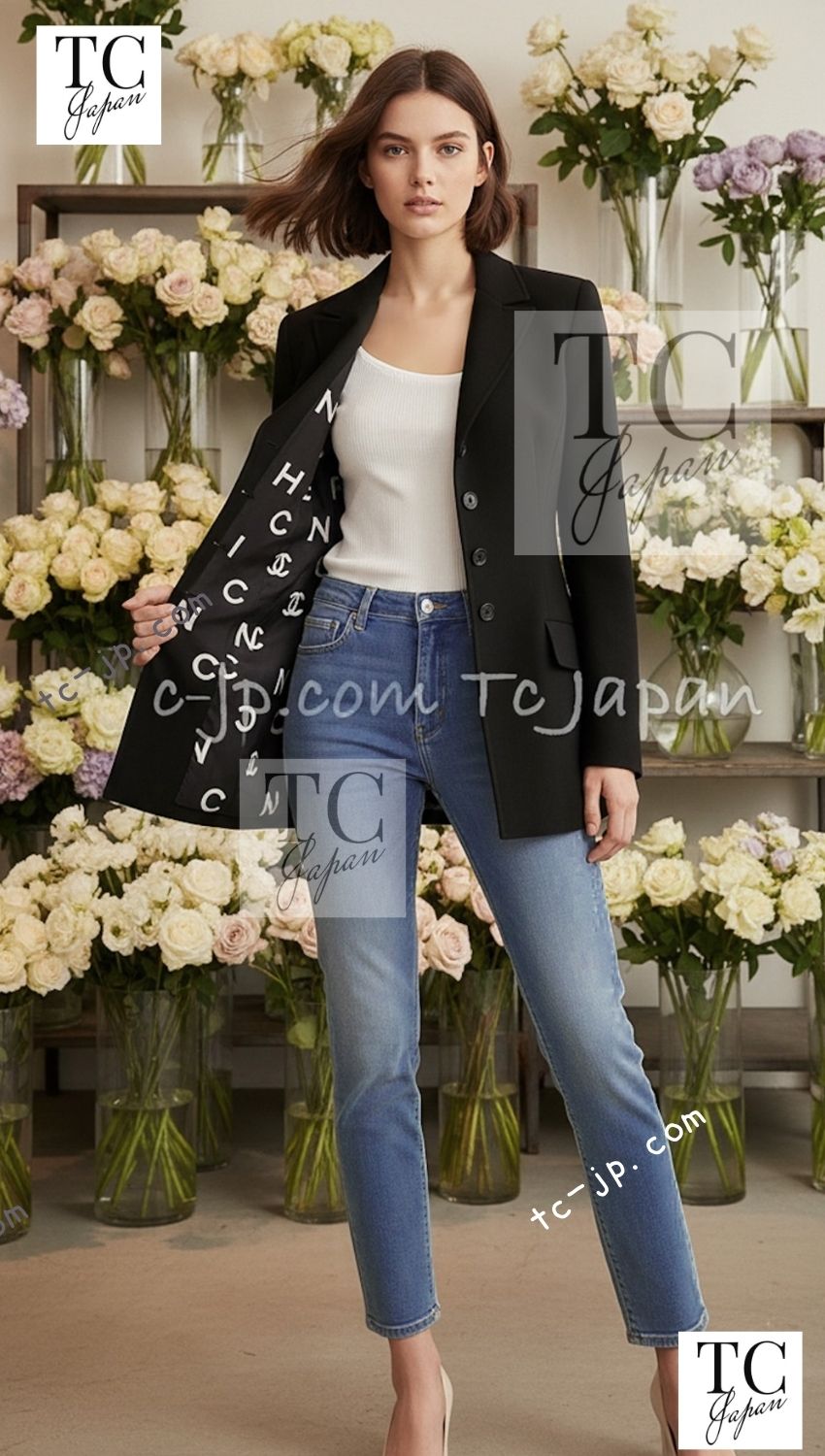 CHANEL 97S Vintage Black Silk CC Logo Coat Jacket 36 シャネル ヴィンテージ ブラック シルク CCロゴ コート ジャケット 即発 - TC JAPAN