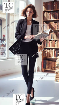 CHANEL 97S Vintage Black Silk CC Logo Jacket Coat 36 シャネル ヴィンテージ ブラック シルク CCロゴ ジャケット コート