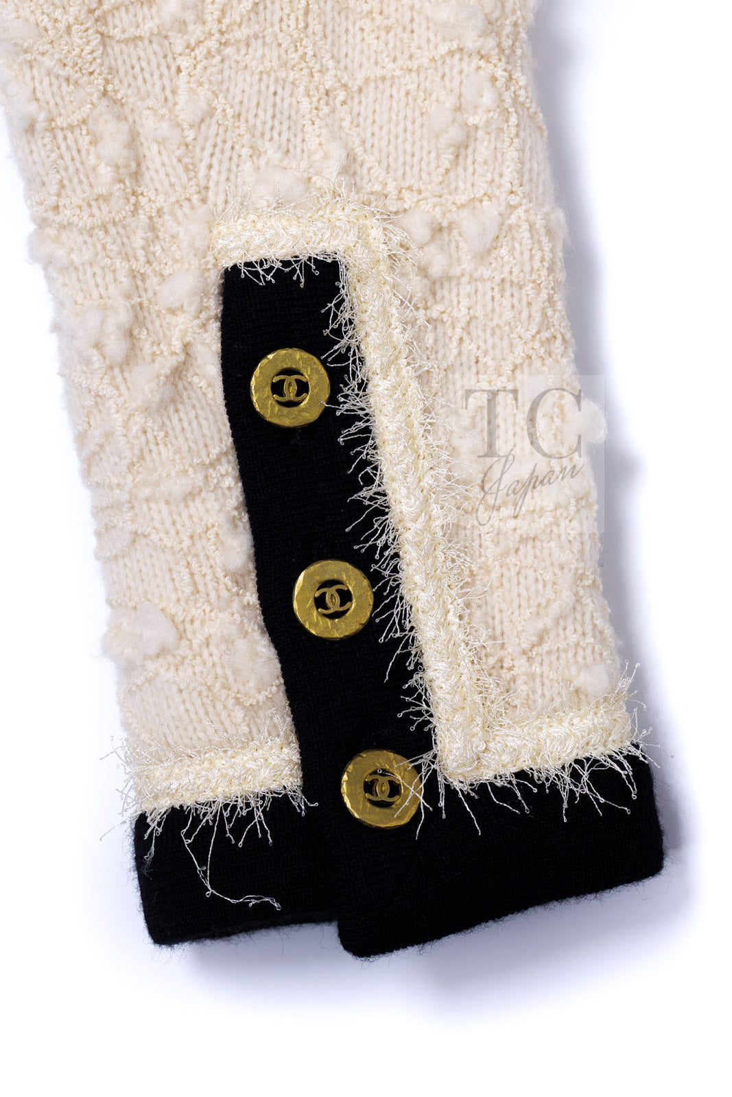CHANEL 94A Vintage Rare Collectible Creme Ivory Black Trim Jacket 34 36 シャネル ヴィンテージ スーパーモデル ブークレ クリーム アイボリー ブラック トリム ジャケット 即発