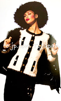 CHANEL 94A Vintage Rare Collectible Creme Ivory Black Trim Jacket 34 36 シャネル ヴィンテージ スーパーモデル ブークレ クリーム アイボリー ブラック トリム ジャケット 即発 - TC JAPAN