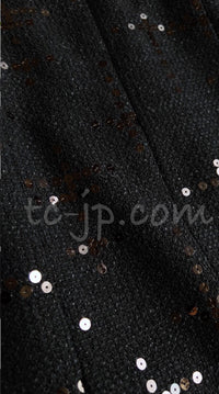 CHANEL 02A Black Lesage Sequin Cotton Wool Skirt 34 40 シャネル ブラック ルサージュ スパンコール コットン ウール スカート 即発
