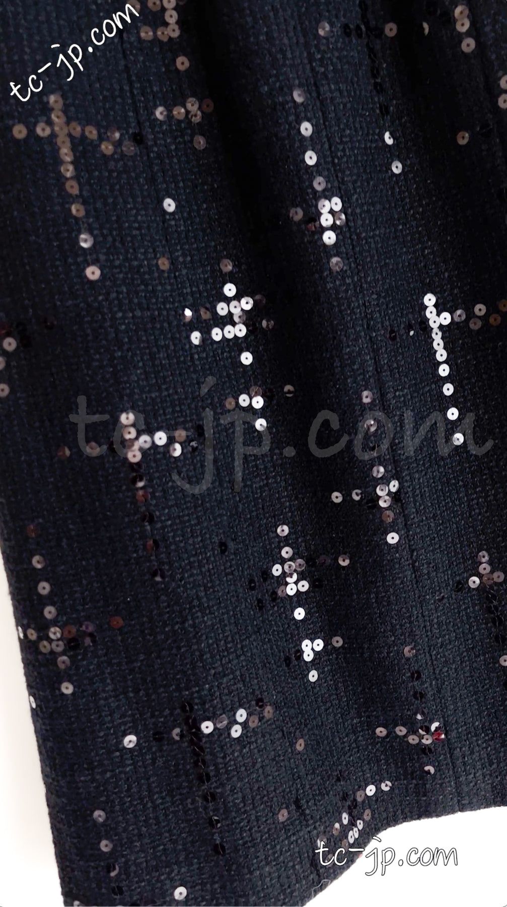 CHANEL 02A Black Lesage Sequin Cotton Wool Skirt 34 40 シャネル ブラック ルサージュ スパンコール コットン ウール スカート 即発