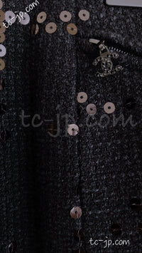 CHANEL 02A Black Lesage Sequin Cotton Wool Skirt 34 40 シャネル ブラック ルサージュ スパンコール コットン ウール スカート 即発