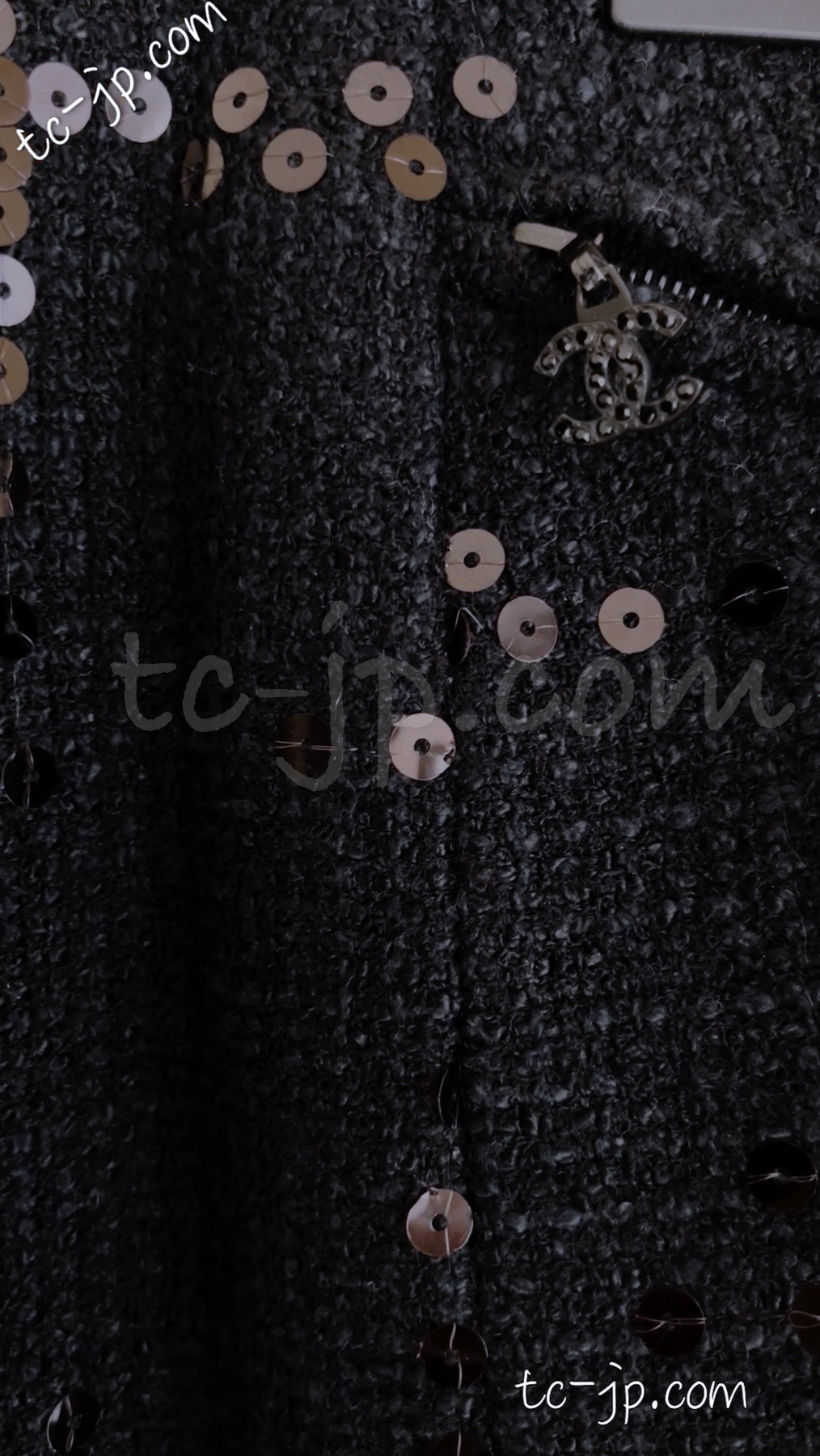 CHANEL 02A Black Lesage Sequin Cotton Wool Skirt 34 40 シャネル ブラック ルサージュ スパンコール コットン ウール スカート 即発