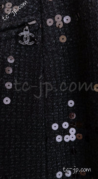 CHANEL 02A Black Lesage Sequin Cotton Wool Skirt 34 40 シャネル ブラック ルサージュ スパンコール コットン ウール スカート 即発