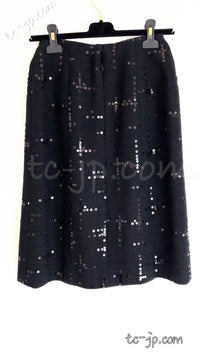 CHANEL 02A Black Lesage Sequin Cotton Wool Skirt 34 40 シャネル ブラック ルサージュ スパンコール コットン ウール スカート 即発
