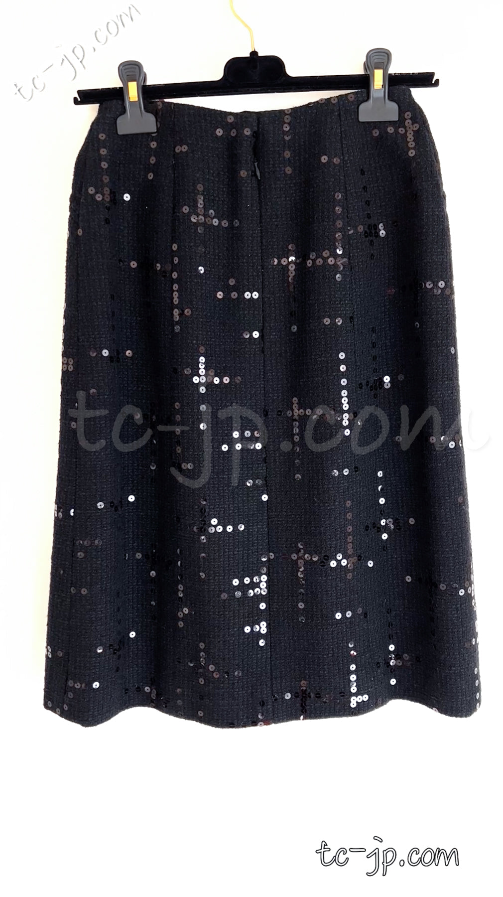 CHANEL 02A Black Lesage Sequin Cotton Wool Skirt 34 40 シャネル ブラック ルサージュ スパンコール コットン ウール スカート 即発