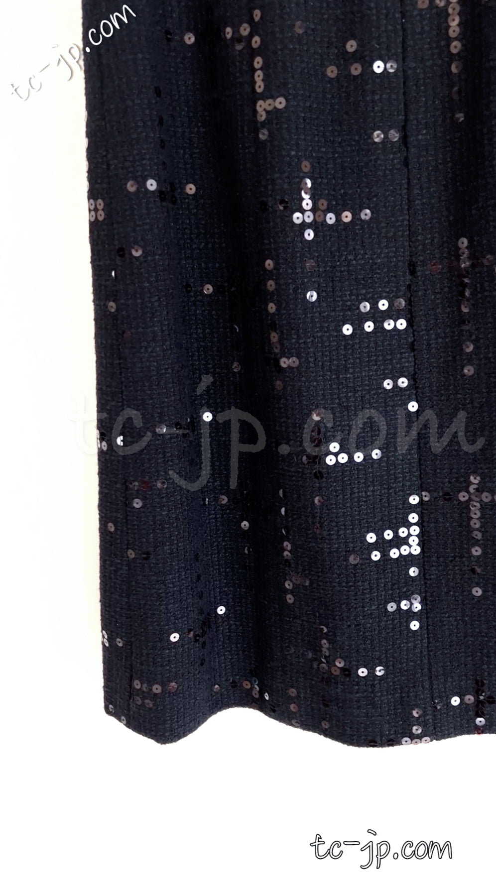 CHANEL 02A Black Lesage Sequin Cotton Wool Skirt 34 40 シャネル ブラック ルサージュ スパンコール コットン ウール スカート 即発