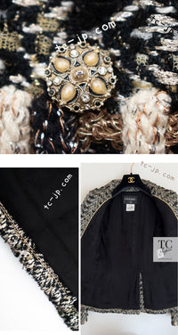 CHANEL 12PF Brown Black Metallic Tweed Jacket Skirt Suit 36 シャネル ブラウン ブラック メタリック ツイード ジャケット スカート スーツ 即発 - TC JAPAN