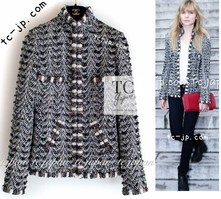 CHANEL 12PF Brown Black Metallic Tweed Jacket Skirt Suit 36 シャネル ブラウン ブラック メタリック ツイード ジャケット スカート スーツ 即発 - TC JAPAN