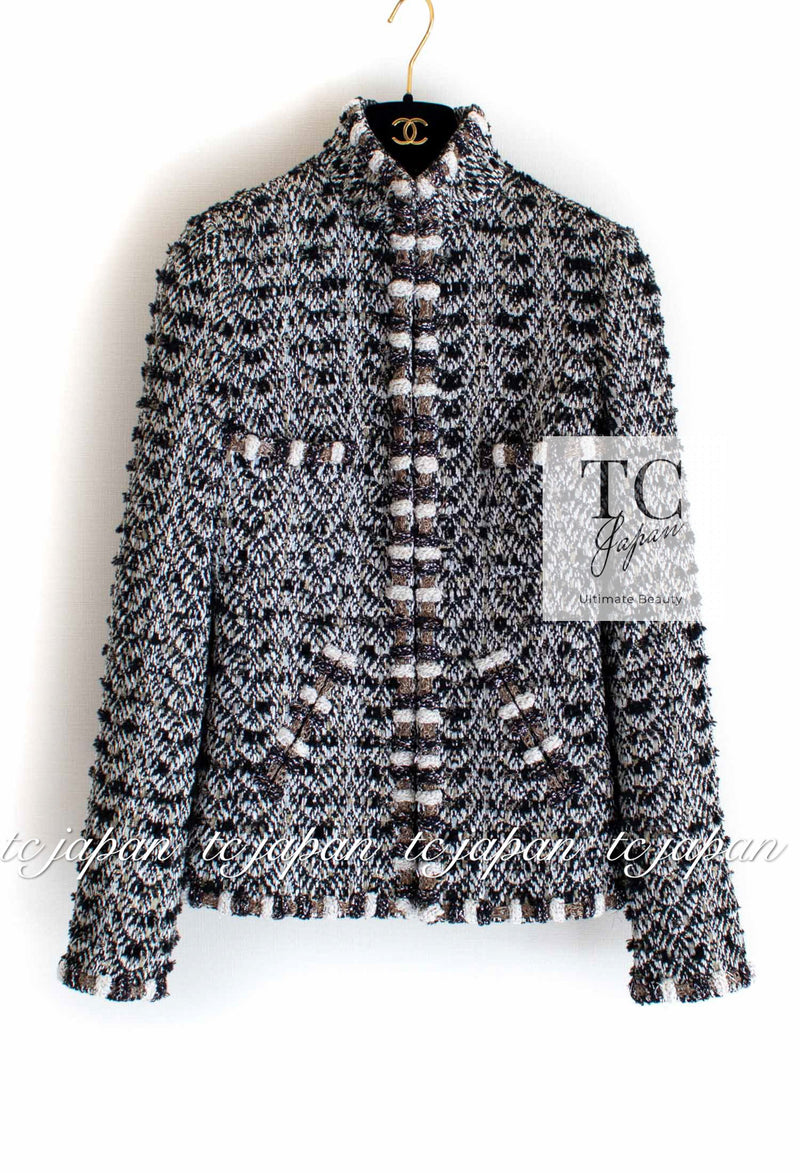 CHANEL 12PF Brown Black Metallic Tweed Jacket Skirt 36 シャネル ブラウン ブラック メタリック ツイード ジャケット スカート 即発