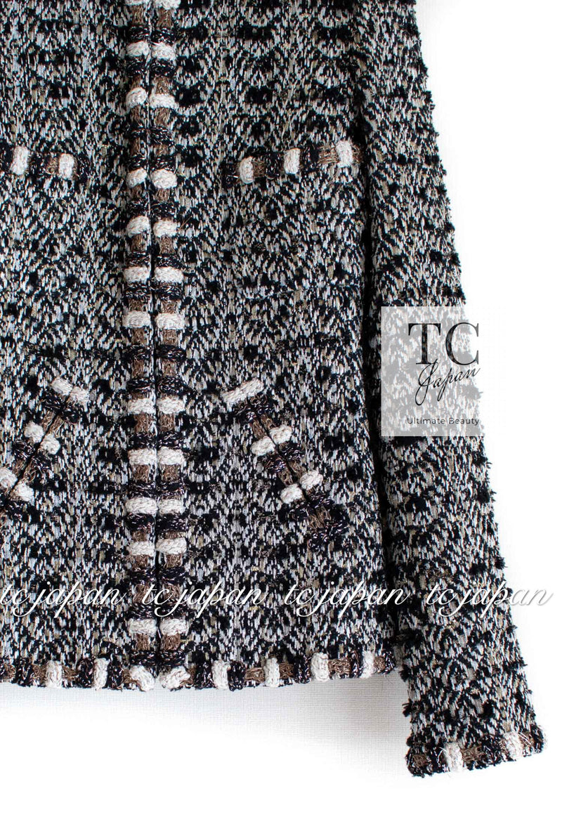 CHANEL 12PF Brown Black Metallic Tweed Jacket Skirt 36 シャネル ブラウン ブラック メタリック ツイード ジャケット スカート 即発