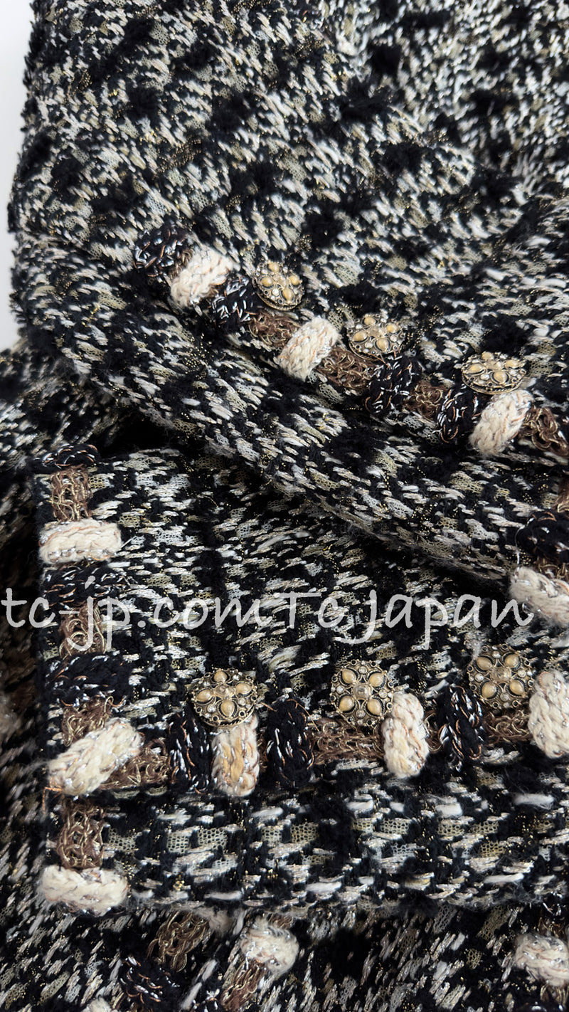 CHANEL 12PF Brown Black Metallic Tweed Jacket Skirt 36 シャネル ブラウン ブラック メタリック ツイード ジャケット スカート 即発